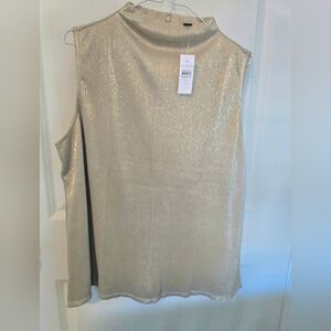 NWT Ann Taylor Gold Sleeveless Metallic Top Size XL